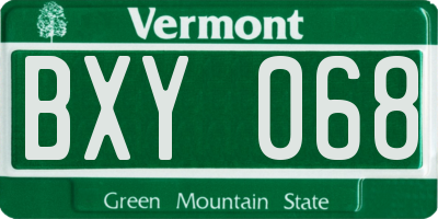 VT license plate BXY068