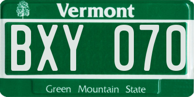 VT license plate BXY070