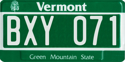 VT license plate BXY071