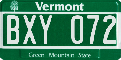 VT license plate BXY072