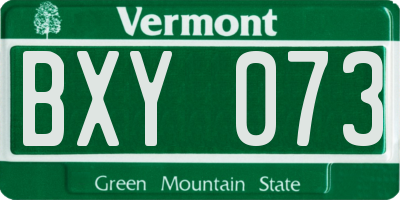 VT license plate BXY073