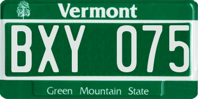 VT license plate BXY075