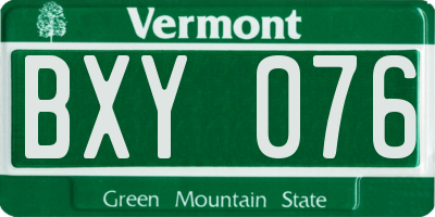 VT license plate BXY076