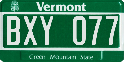 VT license plate BXY077