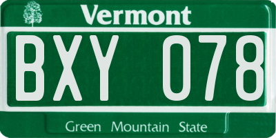 VT license plate BXY078