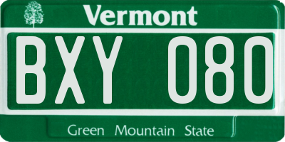 VT license plate BXY080