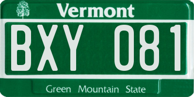 VT license plate BXY081