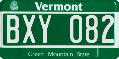 VT license plate BXY082