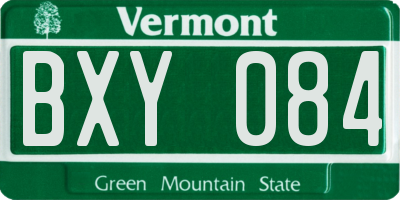 VT license plate BXY084