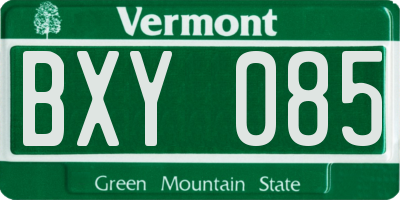 VT license plate BXY085