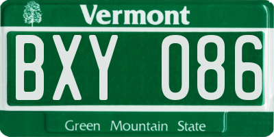 VT license plate BXY086