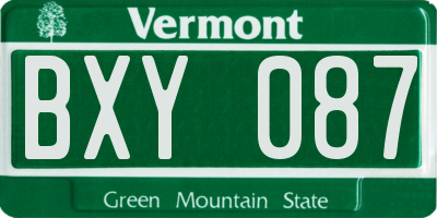 VT license plate BXY087