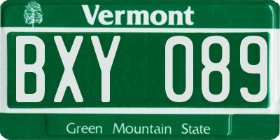 VT license plate BXY089