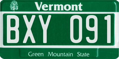 VT license plate BXY091
