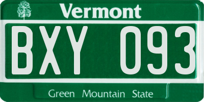 VT license plate BXY093