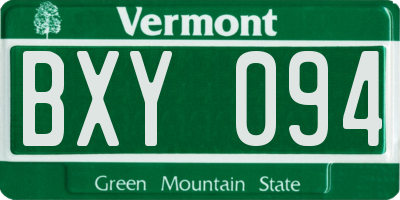 VT license plate BXY094