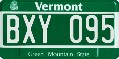 VT license plate BXY095