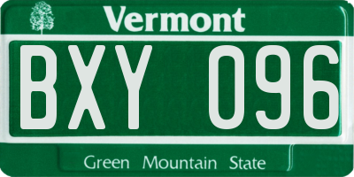 VT license plate BXY096