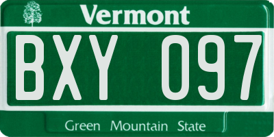 VT license plate BXY097