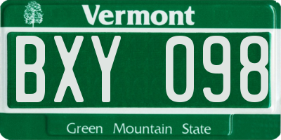 VT license plate BXY098