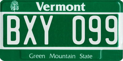 VT license plate BXY099