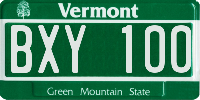 VT license plate BXY100