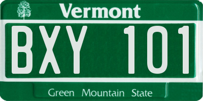 VT license plate BXY101