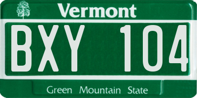 VT license plate BXY104