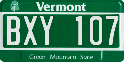 VT license plate BXY107