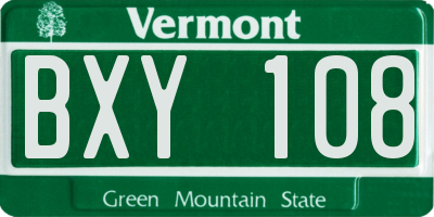 VT license plate BXY108