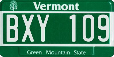 VT license plate BXY109
