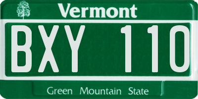 VT license plate BXY110