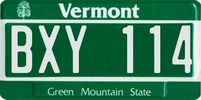 VT license plate BXY114