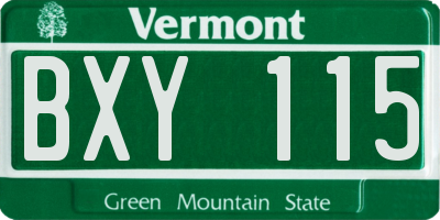 VT license plate BXY115