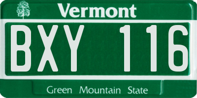 VT license plate BXY116