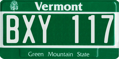 VT license plate BXY117