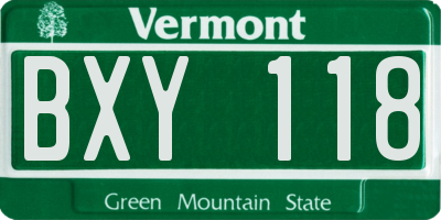 VT license plate BXY118