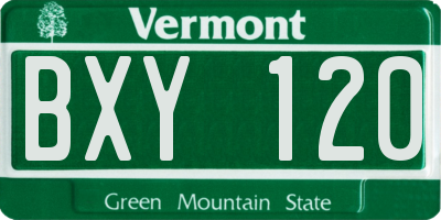 VT license plate BXY120