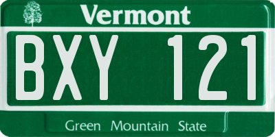 VT license plate BXY121