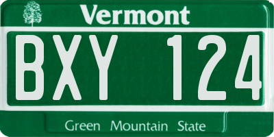 VT license plate BXY124
