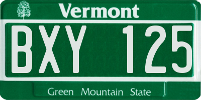 VT license plate BXY125