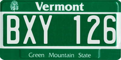 VT license plate BXY126