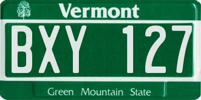 VT license plate BXY127