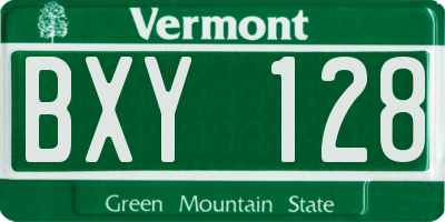 VT license plate BXY128