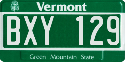 VT license plate BXY129
