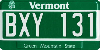 VT license plate BXY131