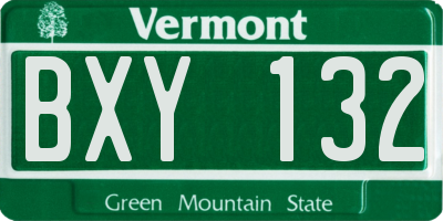 VT license plate BXY132