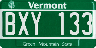 VT license plate BXY133