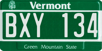 VT license plate BXY134