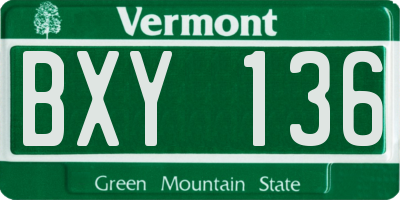 VT license plate BXY136